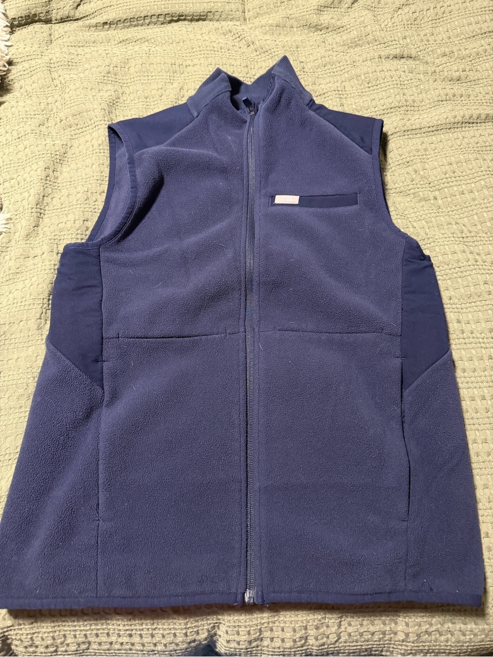 Figs Navy Fleece Vest with Branded Label